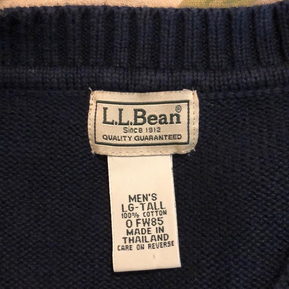 Vintage 90’s LL Bean size Large Tall Classic Crewneck Sweater 100% Cotton Navy - Picture 7 of 13